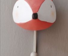 Ceramic hand painted fox wall hook