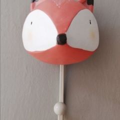Ceramic hand painted fox wall hook