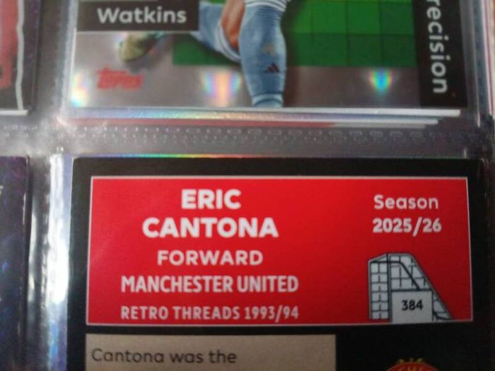 Eric Cantona Retro Threads 1993/94 Topps Manchester United Card