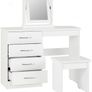 White gloss dressing table with stool and mirror Image 3