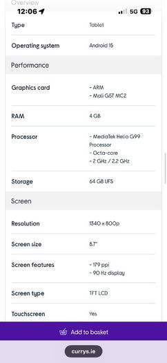 Brand New Samsung Tab A11 8.7 Inch 64gb
