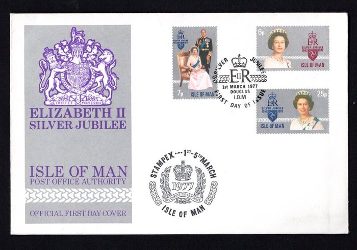 1977 Isle of Man Silver Jubilee of H.M Queen Elizabeth II 1952-1977 Commemorative Stamp First Day Cover (FDC)