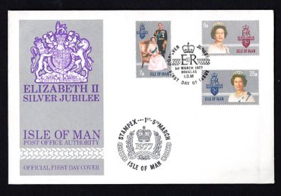 1977 Isle of Man Silver Jubilee of H.M Queen Elizabeth II 1952-1977 Commemorative Stamp First Day Cover (FDC)