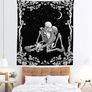 Skull Tapestry, The Kissing Lovers Black and White Tapestries, Moon and Starry Stars Floral Tapestry (MULTIPLE SIZES) Image 4