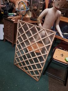 Antique 19th Century Cast Iron Diamond Pattern Window