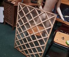 Antique 19th Century Cast Iron Diamond Pattern Window