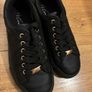 Black & Gold Faux Leather Trainers Size 5 Image 3