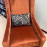 Luxury Jo Wingback Chair Burnt Orange Velvet & Botanical Fabric Accent Image 2