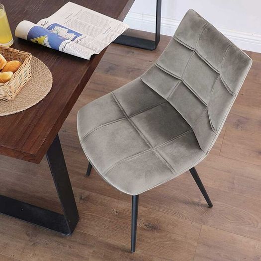 Dining Chairs Set of 2 grey velvet
