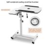 Height Adjustable Computer Desk on Wheels, Rolling Laptop Desk with Cooling Fan, Overbed Table with Mouse Tray, Laptop Table with Pen Holder, Bedside Table for Home Office, White Image 2