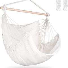 Hanging Chair, Hanging Seat with 2 Removable Cushions, Hammock Chair with Thick Rope, Washable Hanging Swing for Children & Adults, Maximum Load 150 kg for Bedroom in Patio Garden
