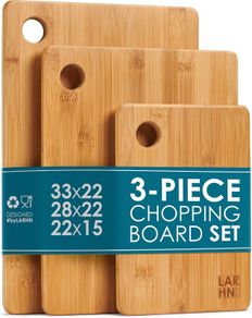 LARHN Extra Thick 3 Piece Wooden Chopping Board Set Bamboo - Brand New