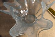 Glass Bowl Round Star Shaped Murano Art Deco Art Blue White