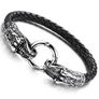 Leather Surfer Punk Gothic Steel Bracelet Men Jewellery Dragon Head Design Bracelet Image 5