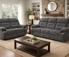 Torino 3+2 Dark Grey & Light Grey Fabric Recliner Sofa