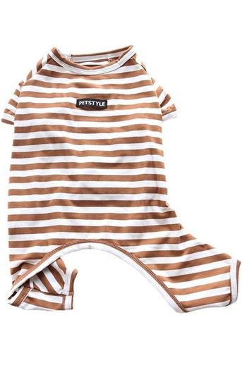 Dog Clothes,Dog Classic Striped Pajamas Soft Cotton Jumpsuit Pug French Bulldog Onesies Costume for Cats Puppy Small Dogs(Brown, blue, yellow, etc