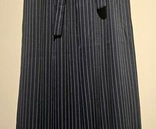 Navy Pinstripe Wide-Leg Culottes with Tie Belt