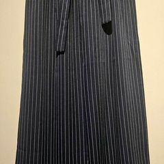 Navy Pinstripe Wide-Leg Culottes with Tie Belt