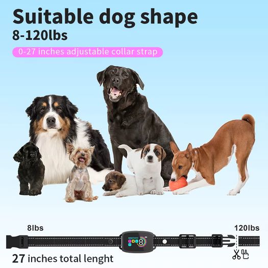 USB Rechargeable Automatic Dogs Training Collar Ultrasonic Pet Dog Anti Barking Stop Barking Vibration Anti Bark Waterproof Collar Devices Type-C