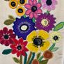 Vintage Yarn Crewel Embroidered Flowers SIGNED E W Image 3
