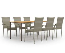 7 Piece Garden Dining Set Poly Rattan Grey