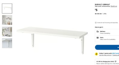 X8 BURHULT IKEA wall shelf with brackets