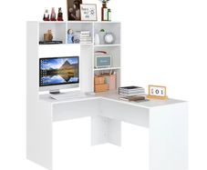 White L Shaped Corner Desk  Computer and Office Table for Home or Study