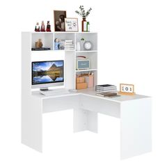 White L Shaped Corner Desk  Computer and Office Table for Home or Study