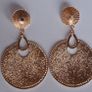 Gold Sunburst Hammered Round Disc Drop Earrings Image 9