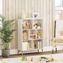 7 Cube Bookshelf, 3 Tier Modern White Bookcase with Legs, 31 inch Wooden Book Shelf, Toy Storage Organizer, Floor Standing Display Cabinet Rack for Hoom Office, White Image 3