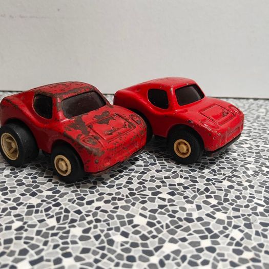 Pair of Tonka Mini Red Coupe Race Sports Cars from 1970s