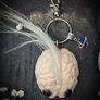 Supporting Mental Health Cool Mohawk Brain with Black Eyes Decor Oddity Keyring Neurology Biology Image 3
