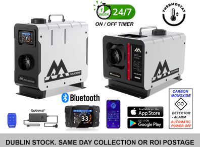Heater with CO Protection (Auto Shut-off & Alarm), App, Thermostat, Timer , Bluetooth, Silent Pump, Power Supply  (Dublin Stock)