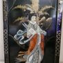 Vintage large Japanese Mother of Pearl Wall Panel / Black Lacquer Geisha Warrior & Floral ORIENTAL WALL ART Image 6