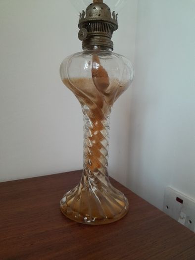 Antique Swirl Glass Oil Lamp