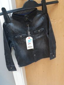 Mini Rebel Denim Black Shirt. S. 9-12  B.N.W.T