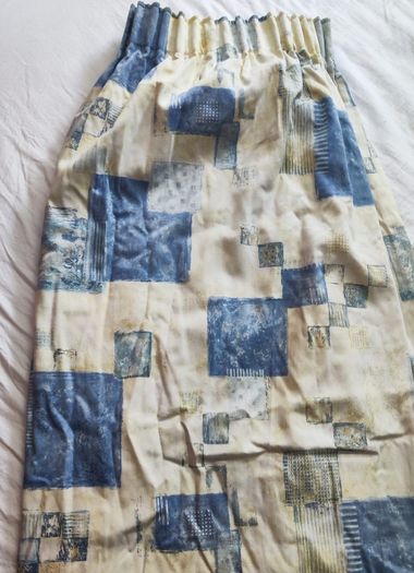 Blue and cream curtains