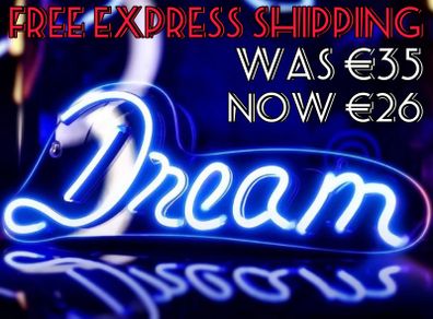 Neon Sign Dream Led Neon Light Wall Light Led Wall Decor, Battery or USB Powered Light Up Acrylic Neon Sign for Bedroom, Kids Room, Living Room, Bar, Party, Christmas