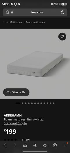 Ikea Hemnes bed and Acrehamn mattress- single
