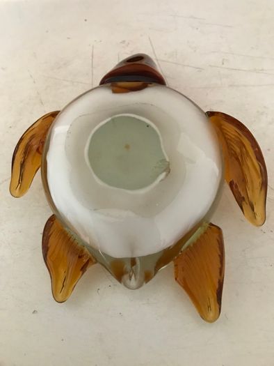 Glass Turtle Amber/ White ornament