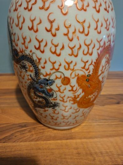 Chinese Dragon Vase Early 20th Century Republic Large 35cm