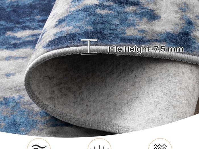 Washable Rugs Living Room 150x210 cm Modern Abstract Rug with Soft Low Pile Vacuum Friendly Non Slip Backing Minimalist Carpet