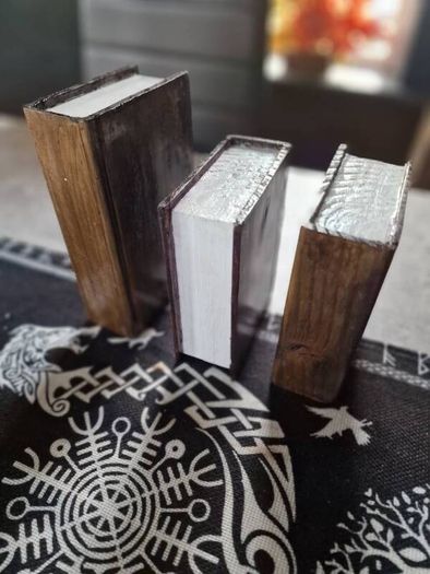 Hand crafted wooden book ends