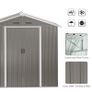 Outdoor Garden Shed Storage, Backyard Steel Utility Tool Shed, Lawn Garage Building Organizer w/Sliding Door, Gable Roof, 1.94x1.1x1.84m, 4 Vents-Gray Image 6