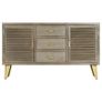 Drawer Cabinet Solid Mango Wood Grey with Brass 140x40x80 cm Image 8