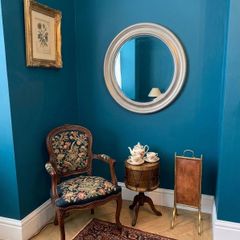 Large round silver mirror