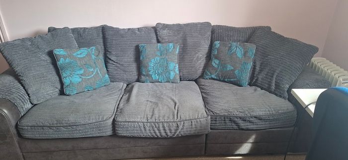 Comfortable Grey Sofa & Swivel Chair Set - From Next
