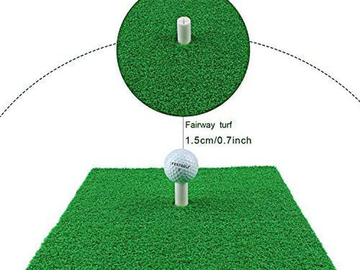 Golf Hitting Mats Indoor/Outdoor SBR Golf Mats with Rubber Tee Holder for Driving Range Practice, Backyard Use - Green, 12 X 12 Inch & 12"X24"