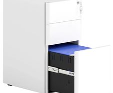3-Drawer Steel Filing Cabinet with Lock - White