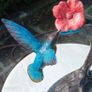 Hummingbird & Flower (40cm) - Patinated Bronze Image 8